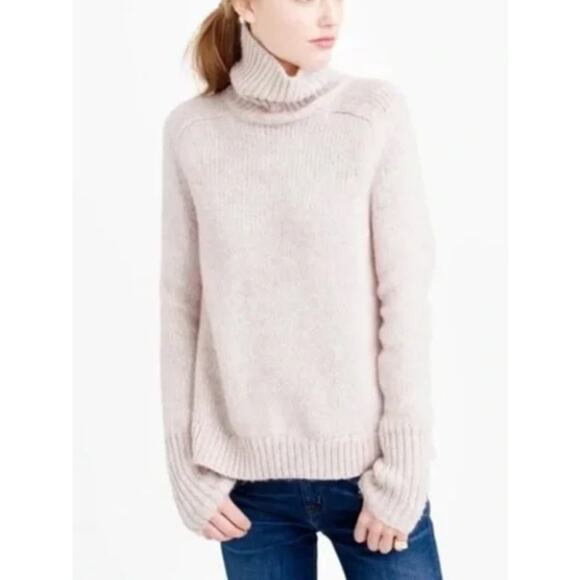 J. Crew Chunky Knit Wool Mohair Crop Turtleneck Relaxed Fit Sweater sz XXS - Picture 1 of 11